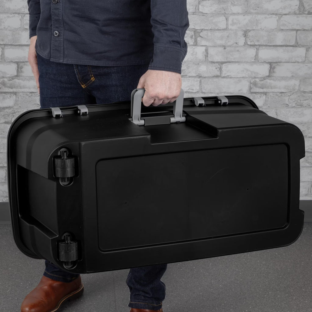 22 Gallon Black Wheeled Plastic Storage Trunk with Lids T90858