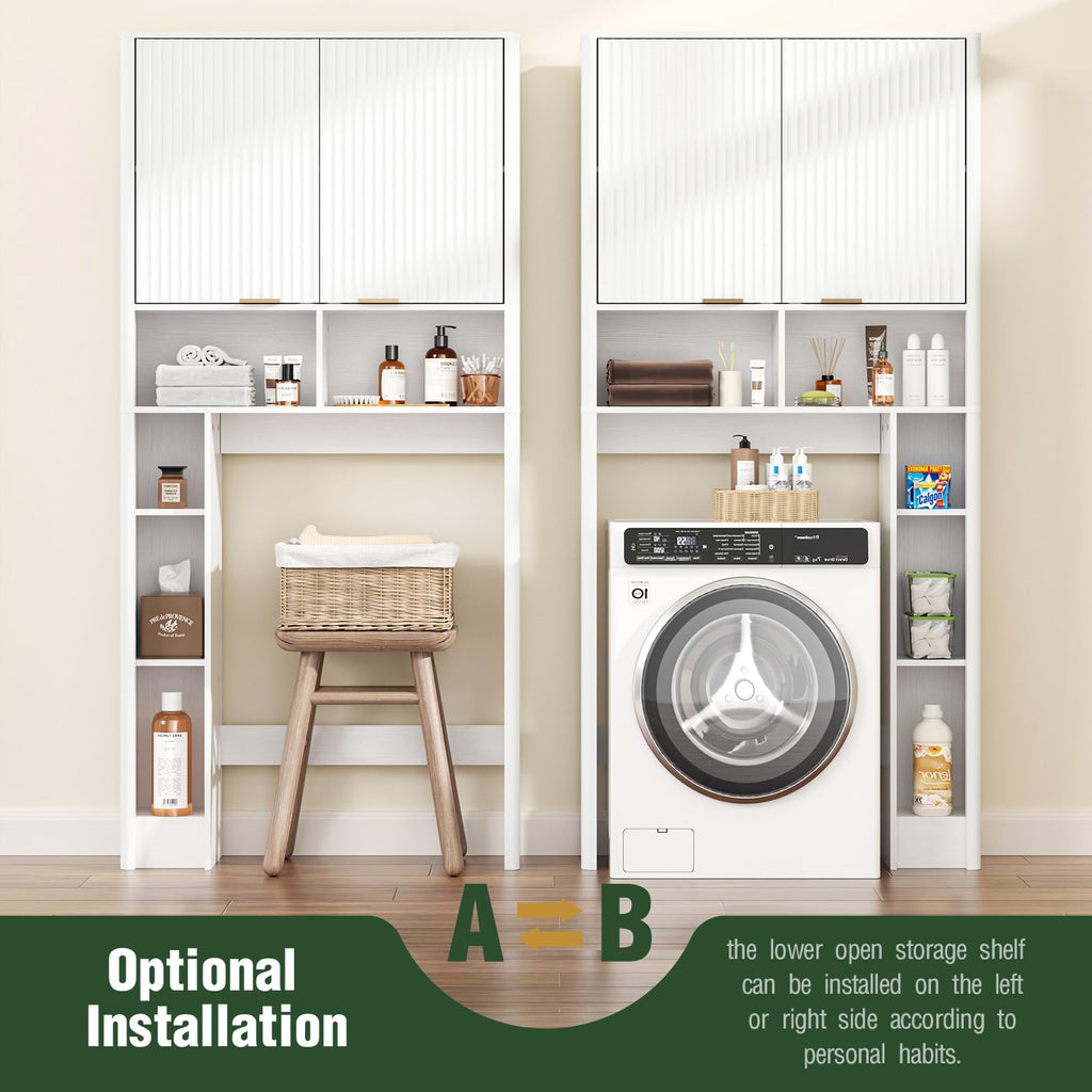 White Over the Toilet Storage Cabinet with Adjustable Shelf L734