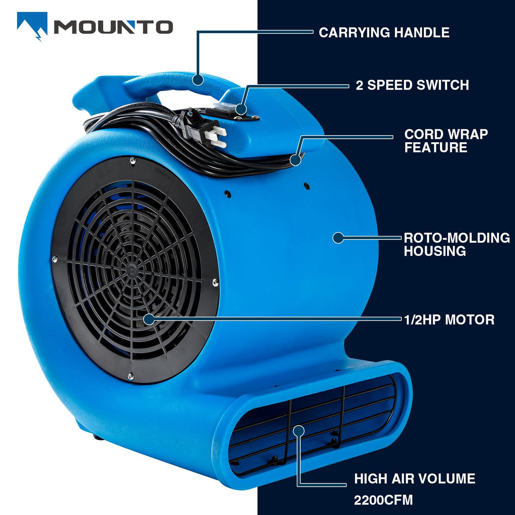 2200 CFM 1/2 HP Commercial Air Mover Floor Drying Fan N604294