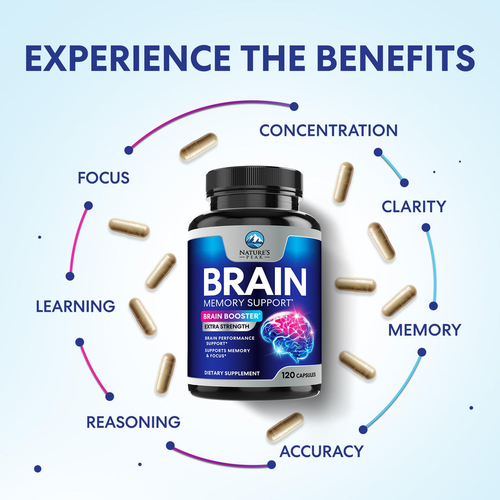 120 Capsules Brain Memory Supplement with Vitamin B6 B12 Folate & Phosphatidylserine F495651