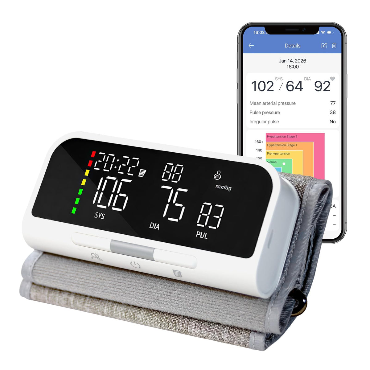 Bluetooth Blood Pressure Monitor Upper Arm Rechargeable Automatic Digital Cuff X316481