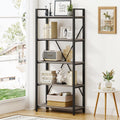 5 Tier Grey Wood and Metal Bookshelf C5523