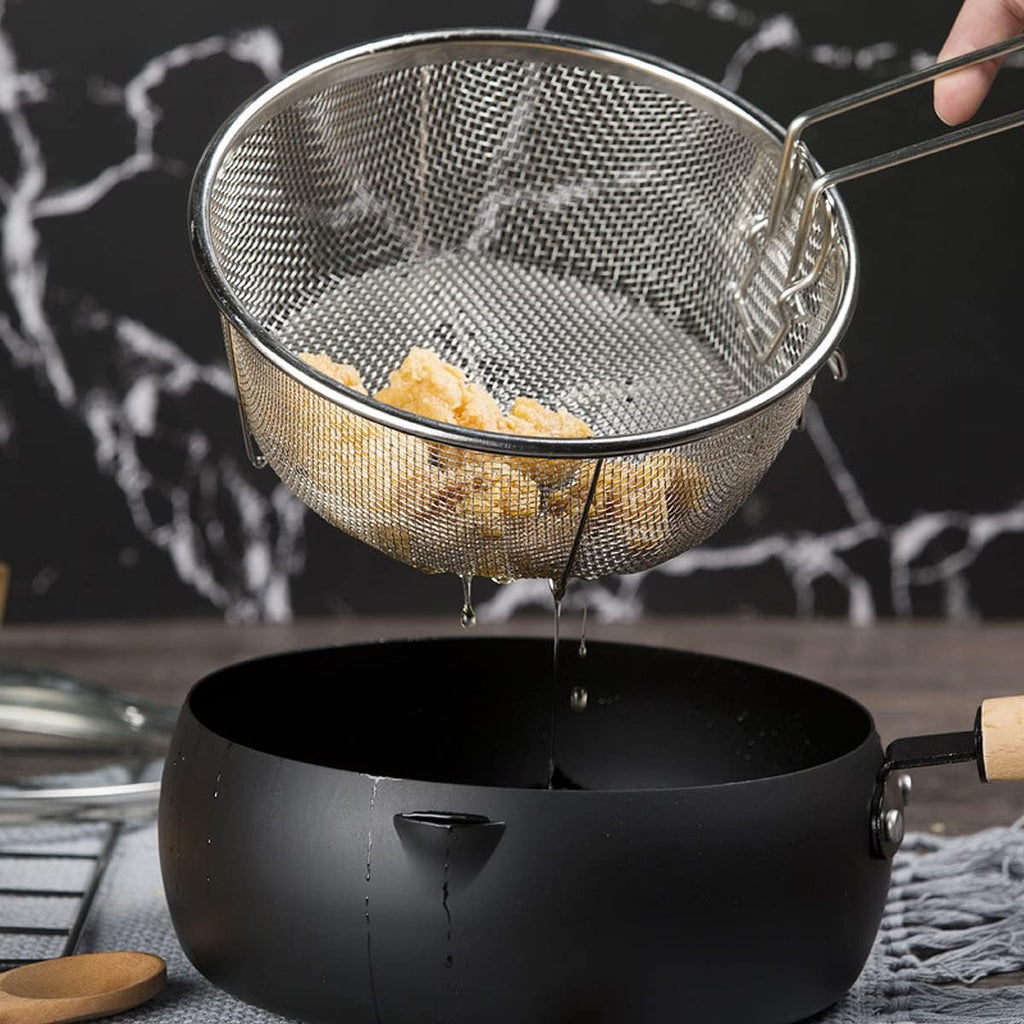 Stainless Steel 8inch Round Wire Fry Basket with Folding Handle W78008