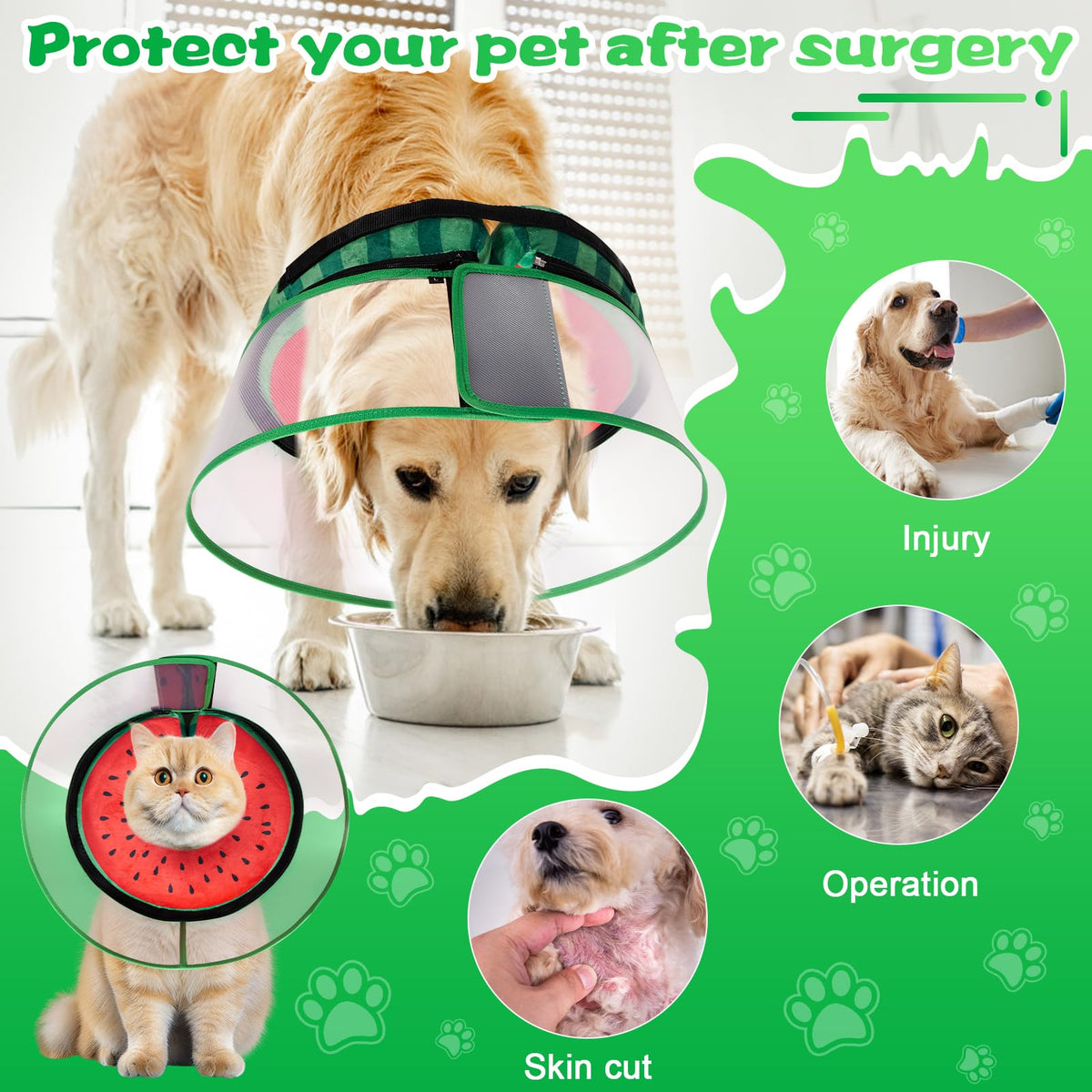 Inflatable Dog Cone Collar with Detachable Shield F3425