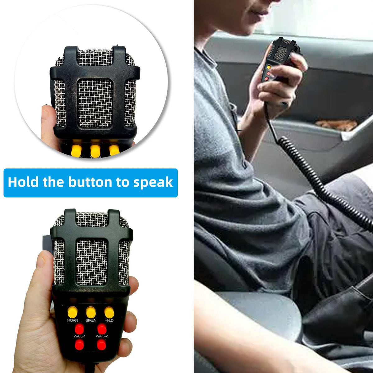 12V 100W 7 Tone Car Siren Horn Speaker with Microphone X2830