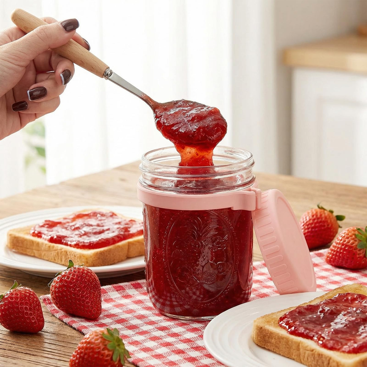 16oz 6-Pack Wide Mouth Glass Mason Jars with Airtight Lids P90225