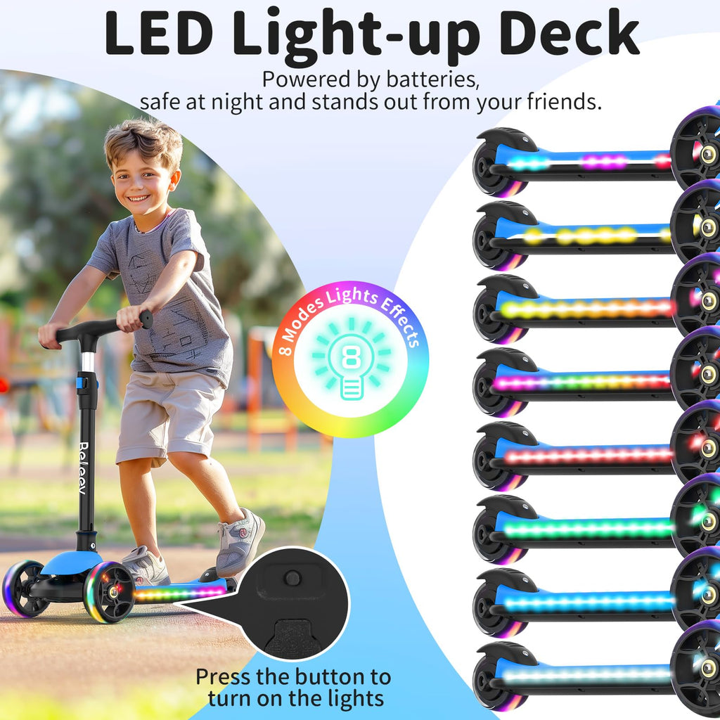 3 Wheel Folding Kids Scooter with LED Light-Up Wheels M719