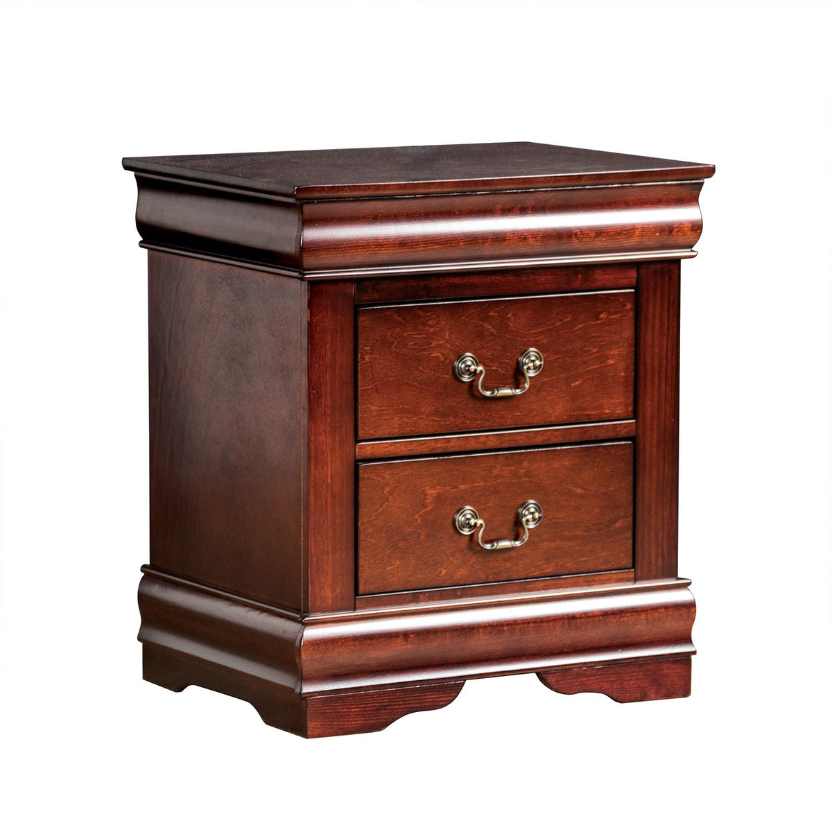 Dark Cherry 2 Drawer Solid Wood Nightstand Q6184