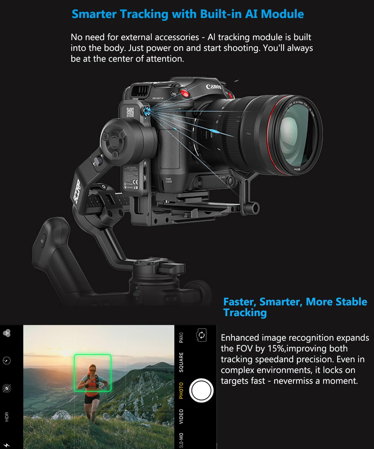 3-Axis Gimbal Stabilizer with AI Tracking and Detachable Handle K56076
