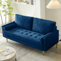 Navy Velvet 2-Seater Loveseat Sofa with Metal Legs Y460488