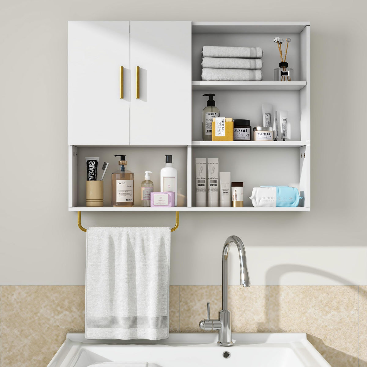 Wood Wall Mounted Bathroom Cabinet J5749