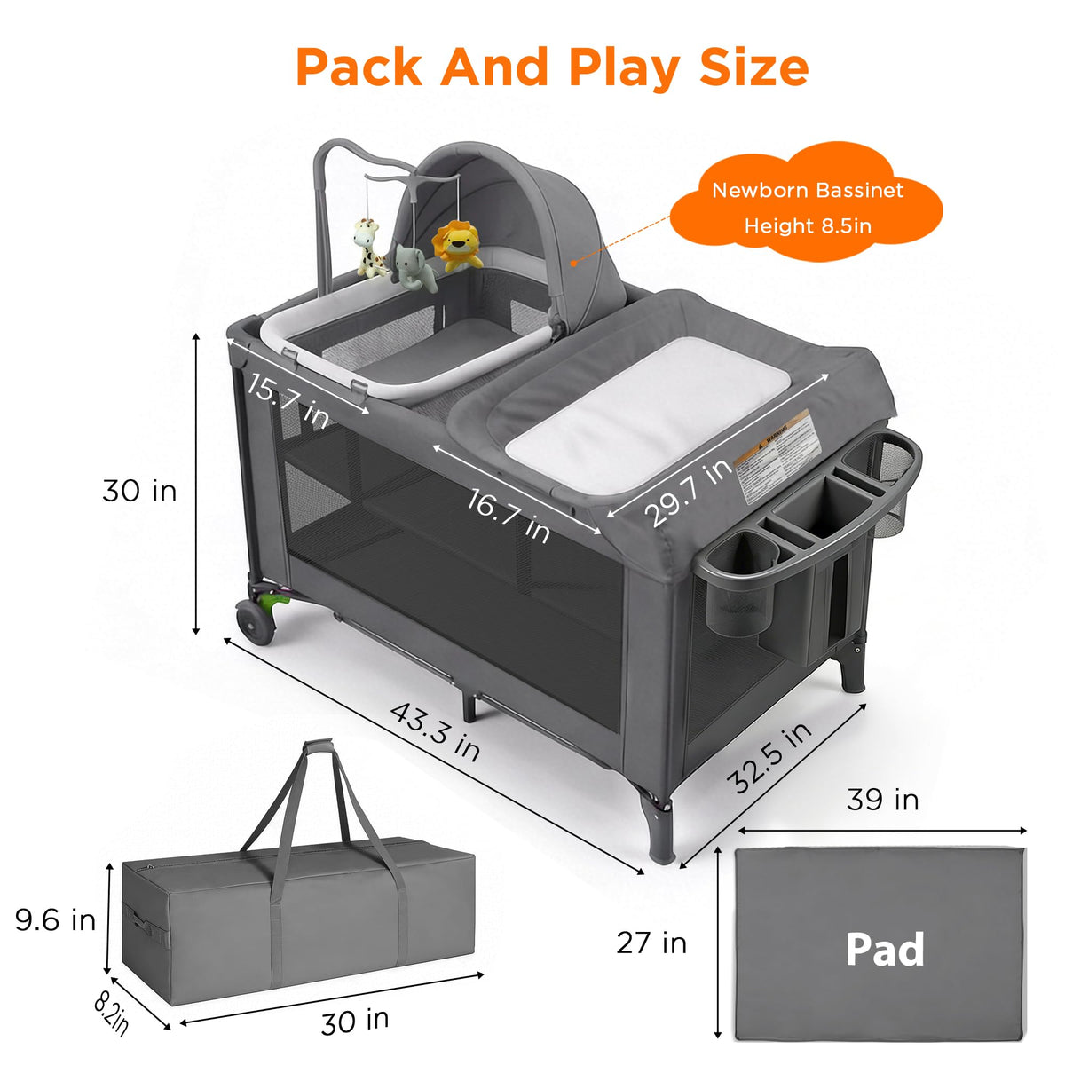4 in 1 Baby Pack and Play with Bassinet L38678