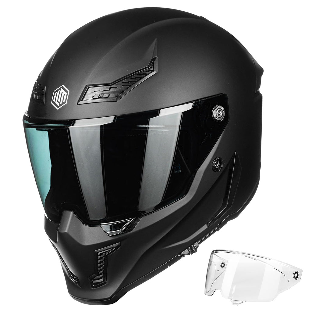 Full Face Dual Visor Motorcycle Helmet with Pinlock Matte Black M L39756