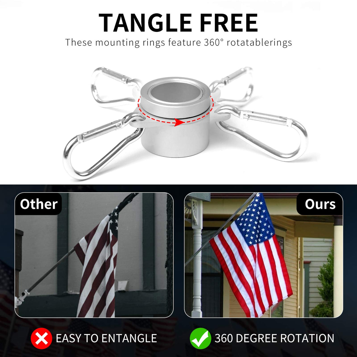 6 Ft Stainless Steel Flag Pole Kit with 3x5 Ft Nylon Flag U7115
