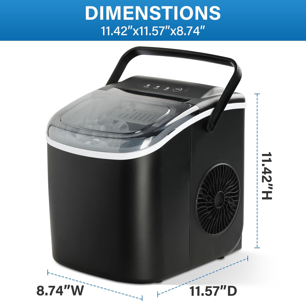Countertop Ice Maker with Self-Cleaning, Ice Spoon and Basket, Black F841710