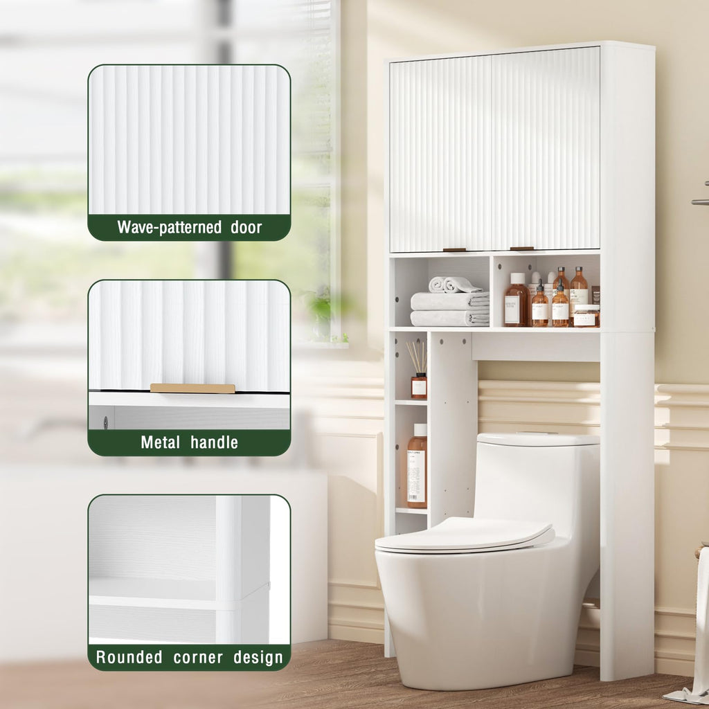White Over the Toilet Storage Cabinet with Adjustable Shelf L734