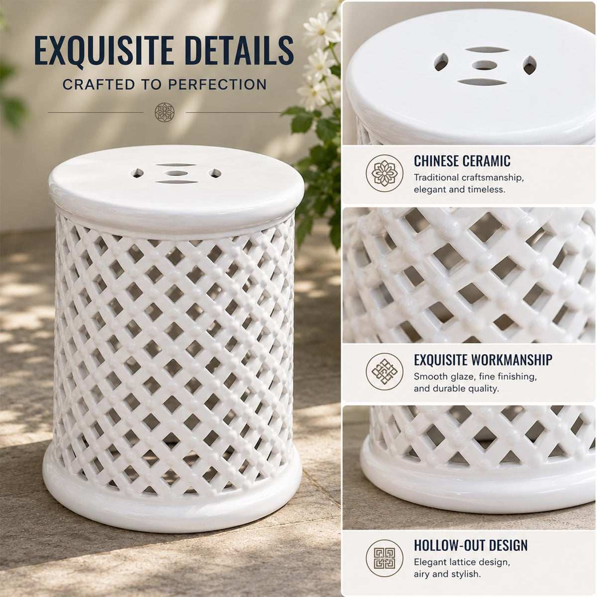 Glazed Ceramic Garden Stool U901431