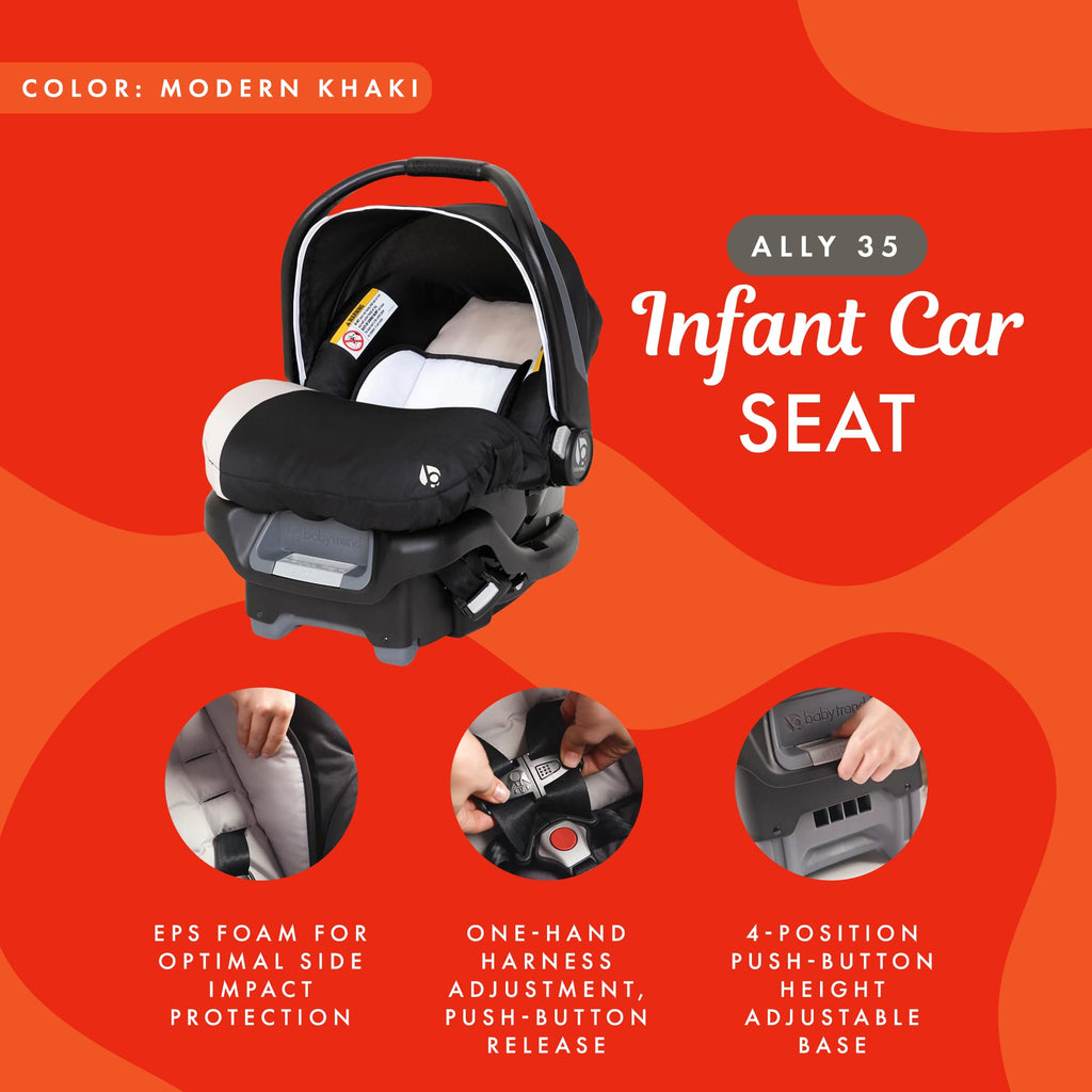 Khaki Infant Car Seat with Cover and Harness D751455