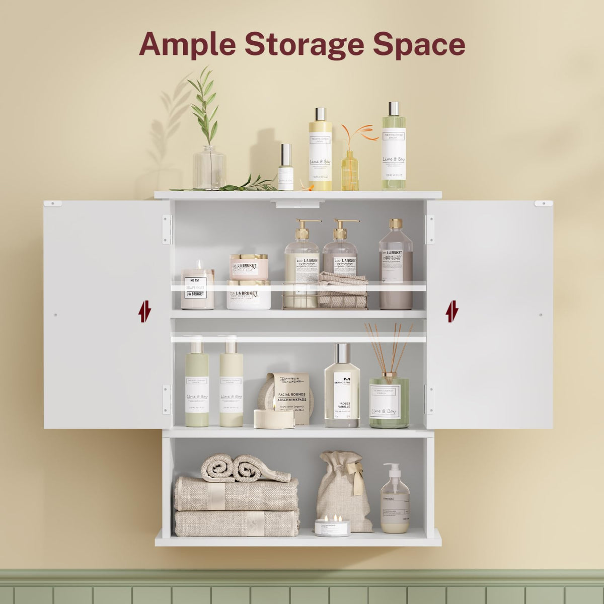 White Over The Toilet Bathroom Wall Cabinet with Adjustable Shelf M661