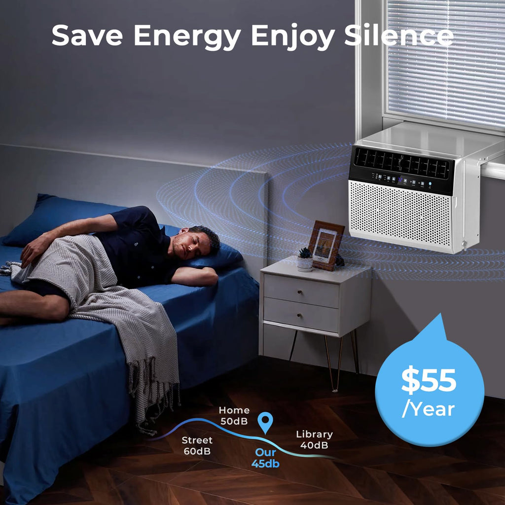 U-Shaped 10,000BTU Window Air Conditioner with Full Window View, Ivory White F2352