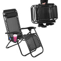 Black Adjustable Steel Mesh Zero Gravity Lounge Chair with Pillow and Cup Holder A685