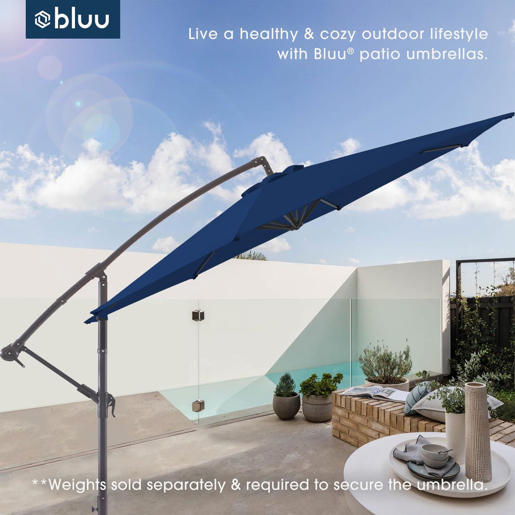 10 FT Navy Blue Patio Offset Umbrella N38027