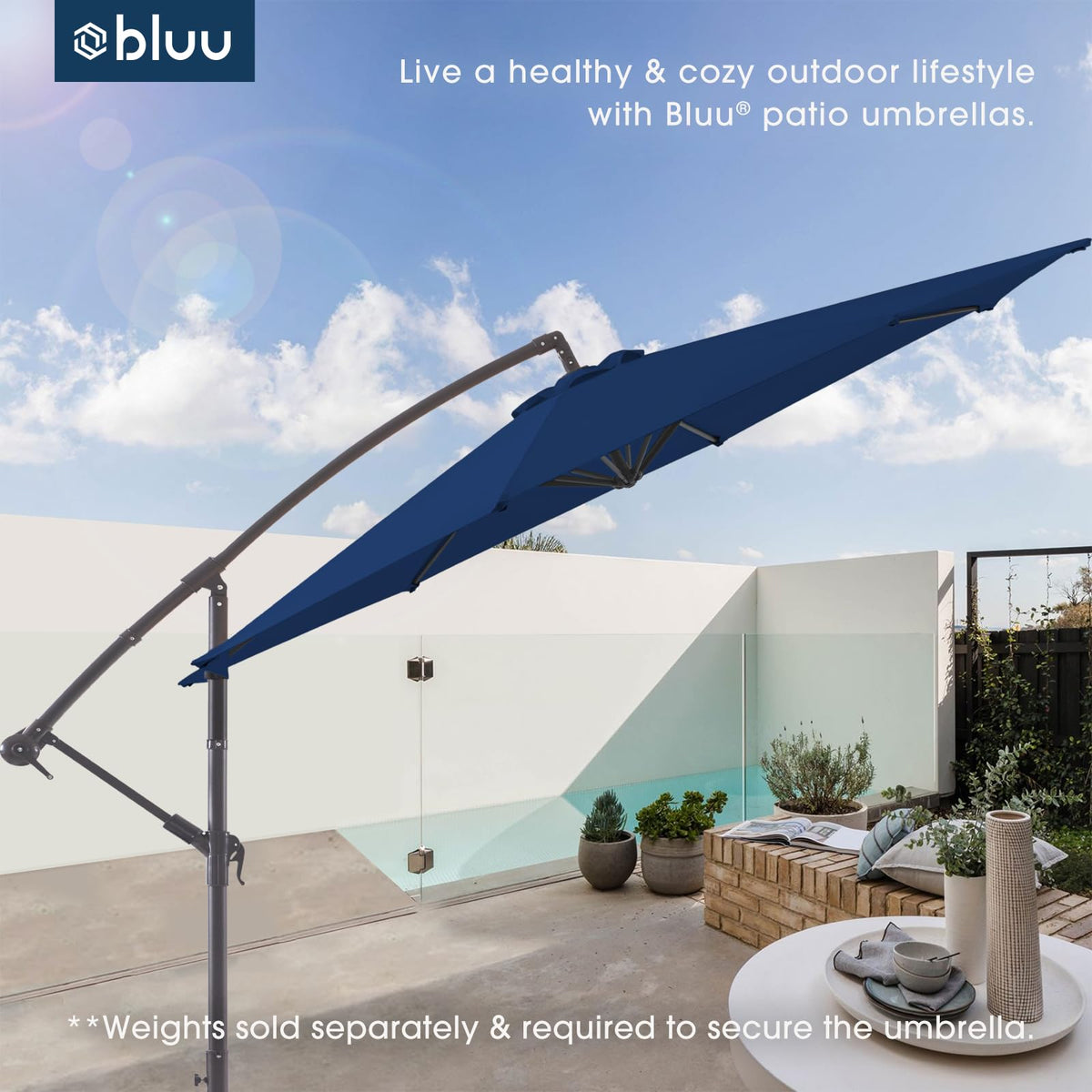 10 FT Navy Blue Patio Offset Umbrella N38027