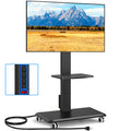 Black Mobile TV Stand 32-75 Inch with Power Outlet and Shelf X25934