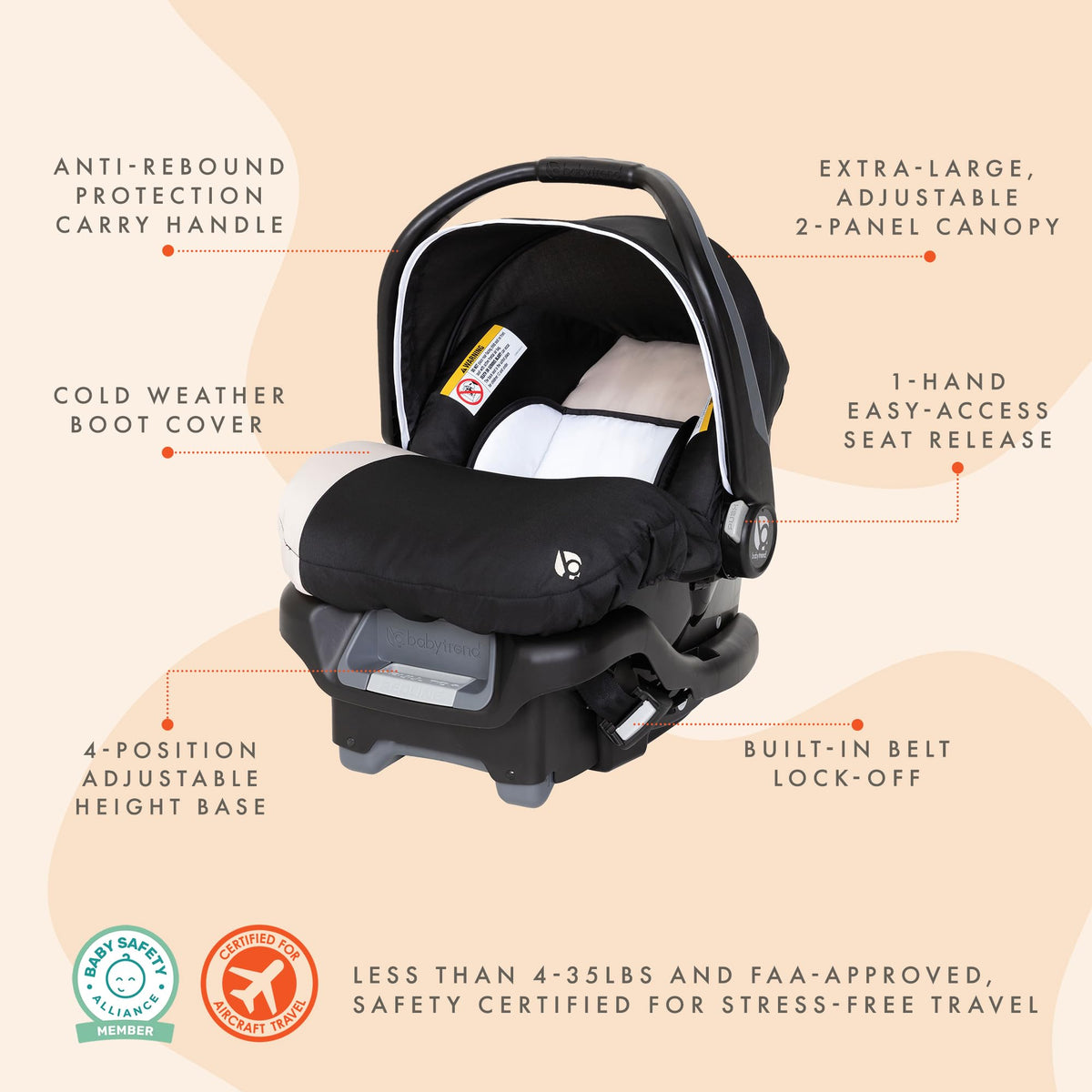 Khaki Infant Car Seat with Cover and Harness D751455