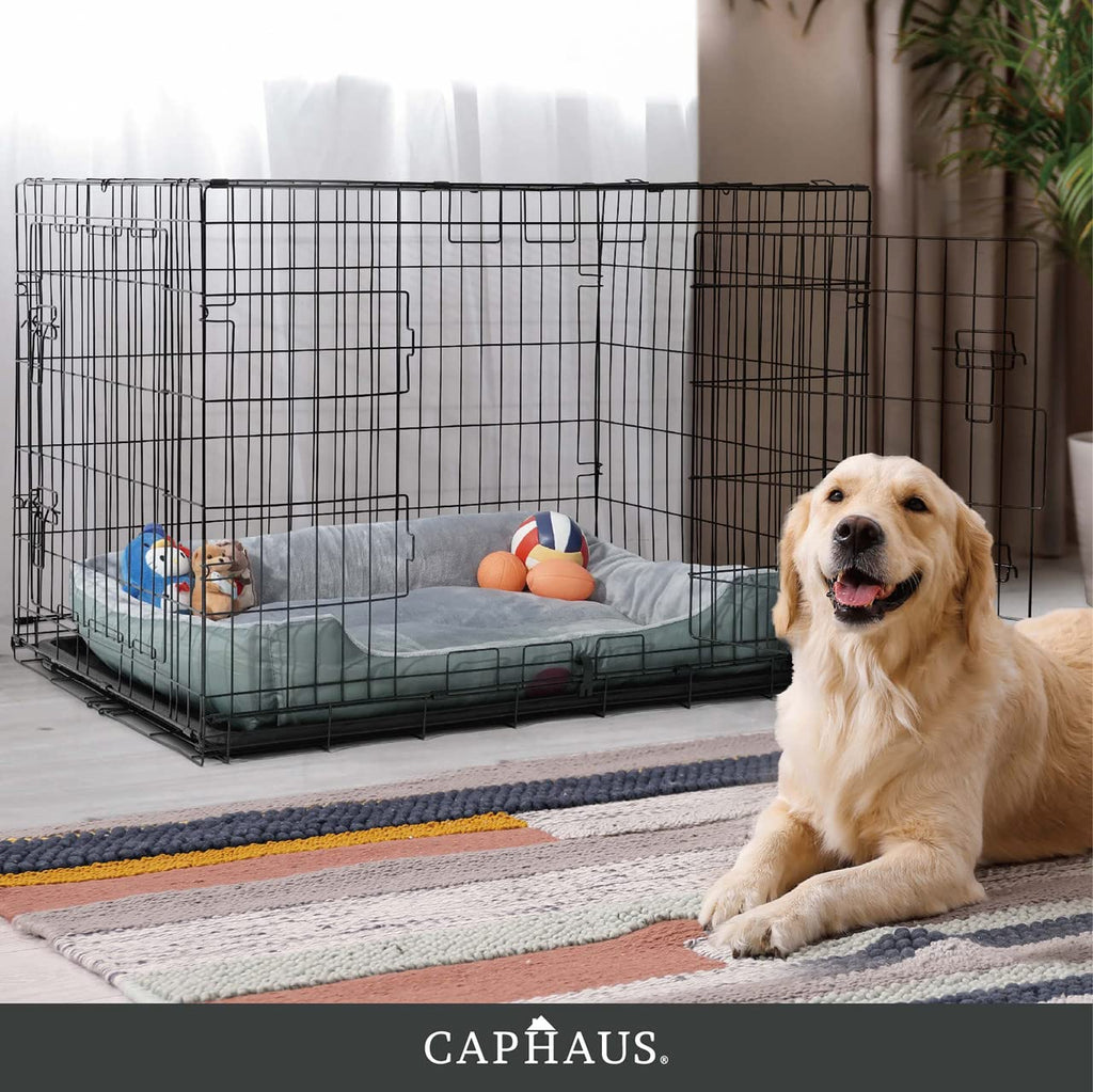 Foldable Wire Metal Dog Crate with Leak-Proof Pan A474