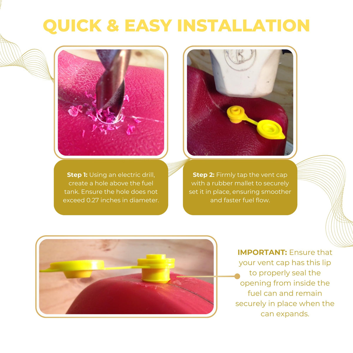 Yellow Plastic Gas Can Vent Caps T255307
