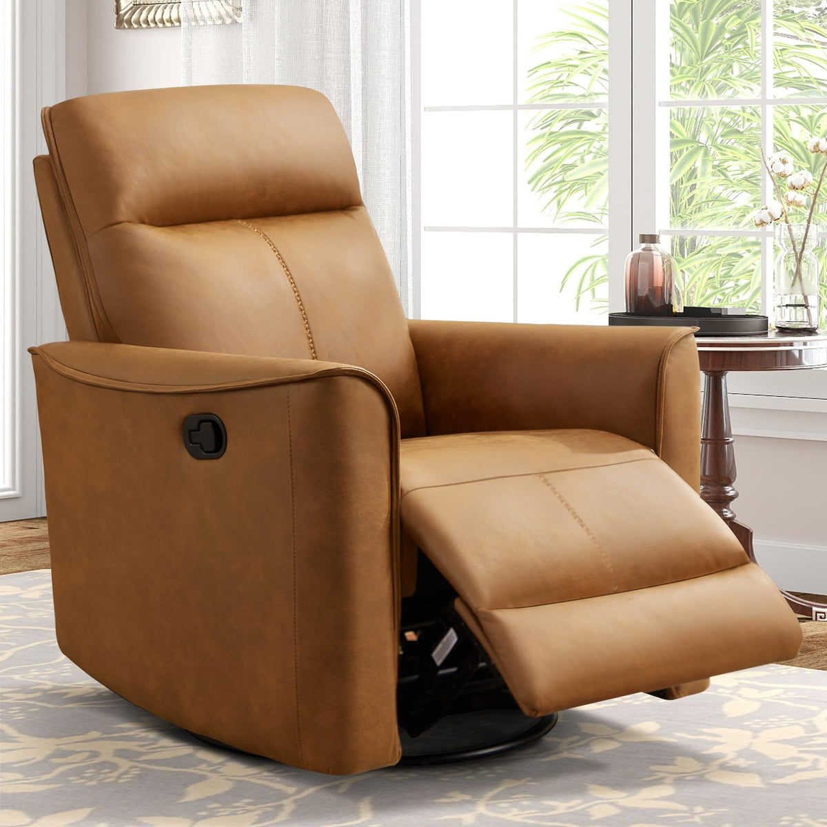Brown Leathaire Swivel Rocker Recliner I558413