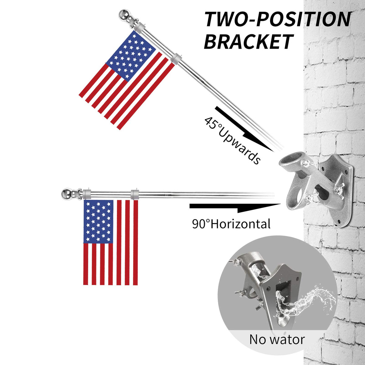 6 Ft Stainless Steel Flag Pole Kit with 3x5 Ft Nylon Flag U7115