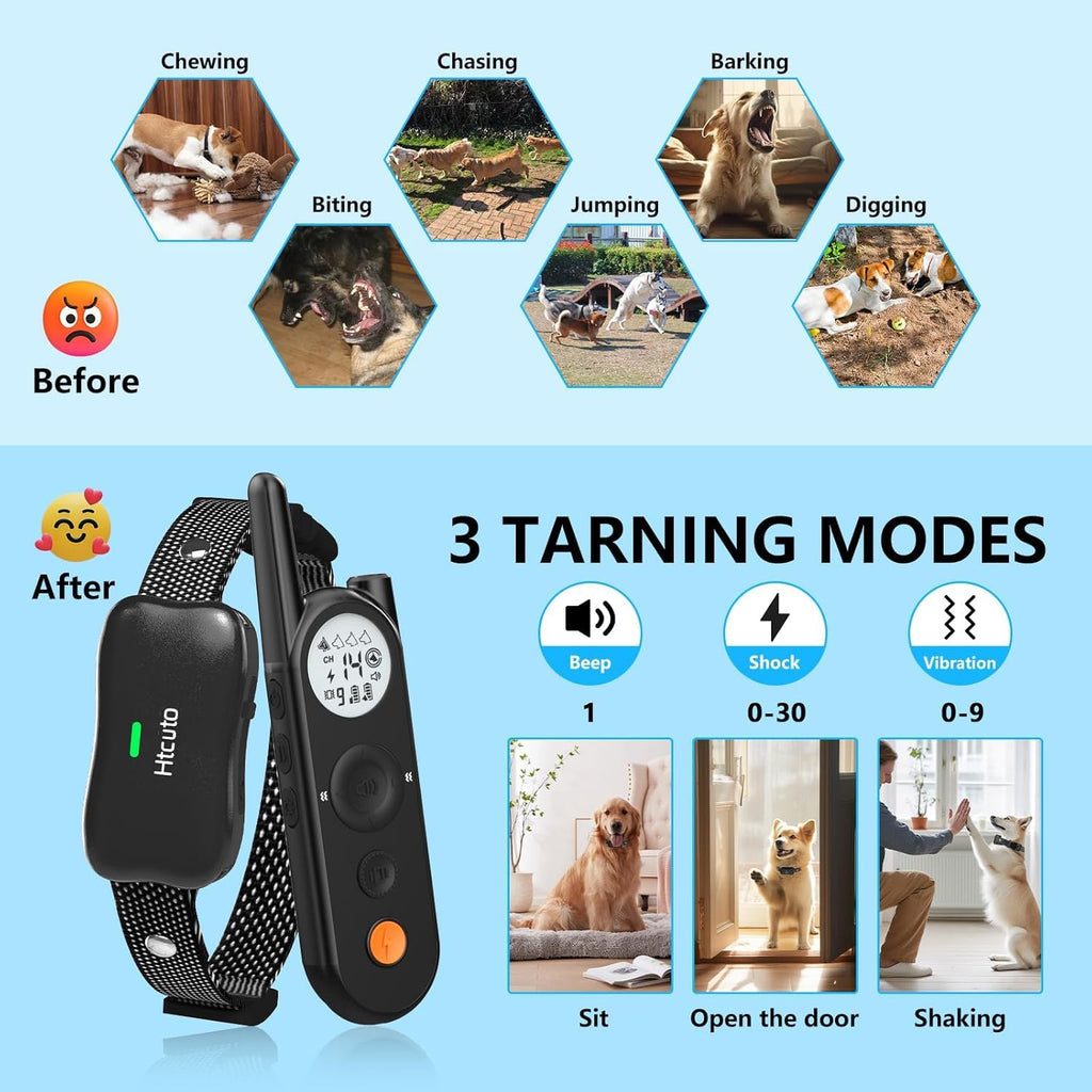 Wireless Dog Fence & Training Collar for 2 Dogs, IPX7 Waterproof, Black L797854