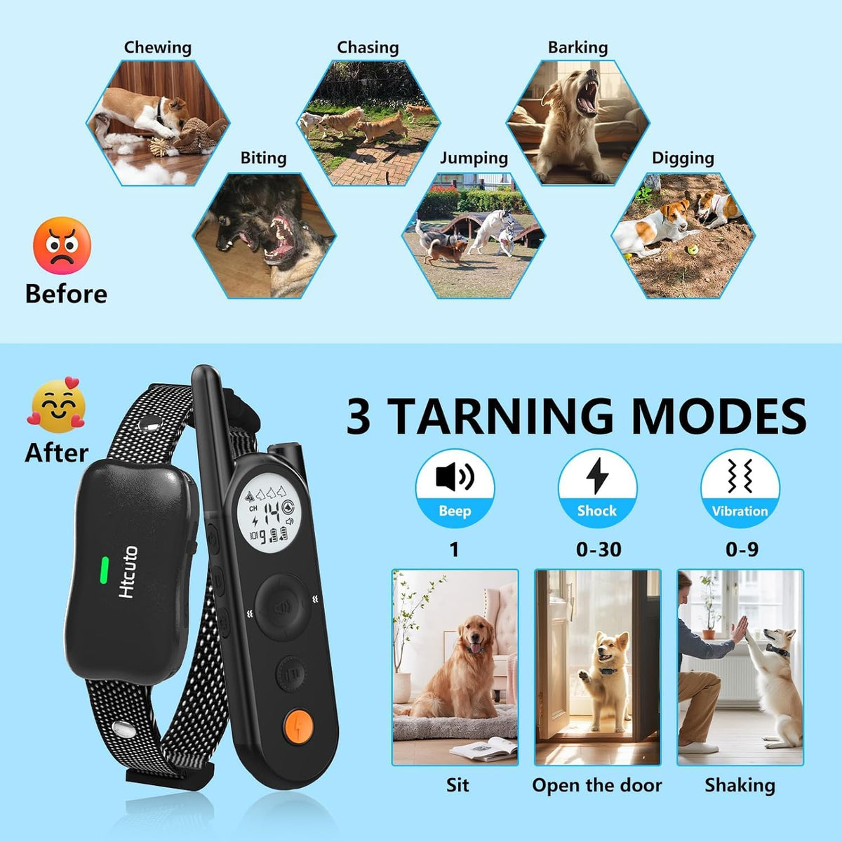 Wireless Dog Fence & Training Collar for 2 Dogs, IPX7 Waterproof, Black L797854