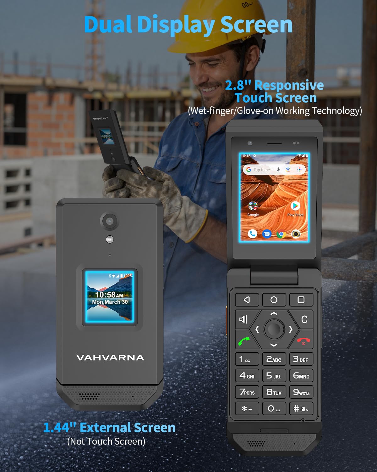 Unlocked 4G LTE Rugged Flip Phone D8598