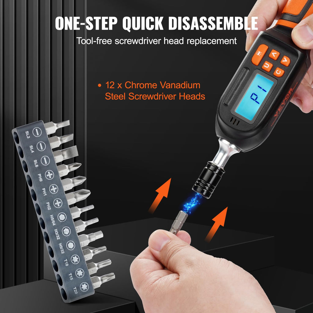 1/4" Drive Digital Torque Screwdriver with LCD, Bits & Case E23719
