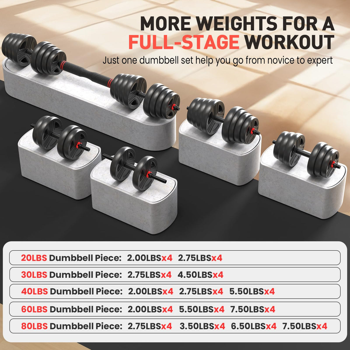 Adjustable Dumbbells Set with Connector U185756