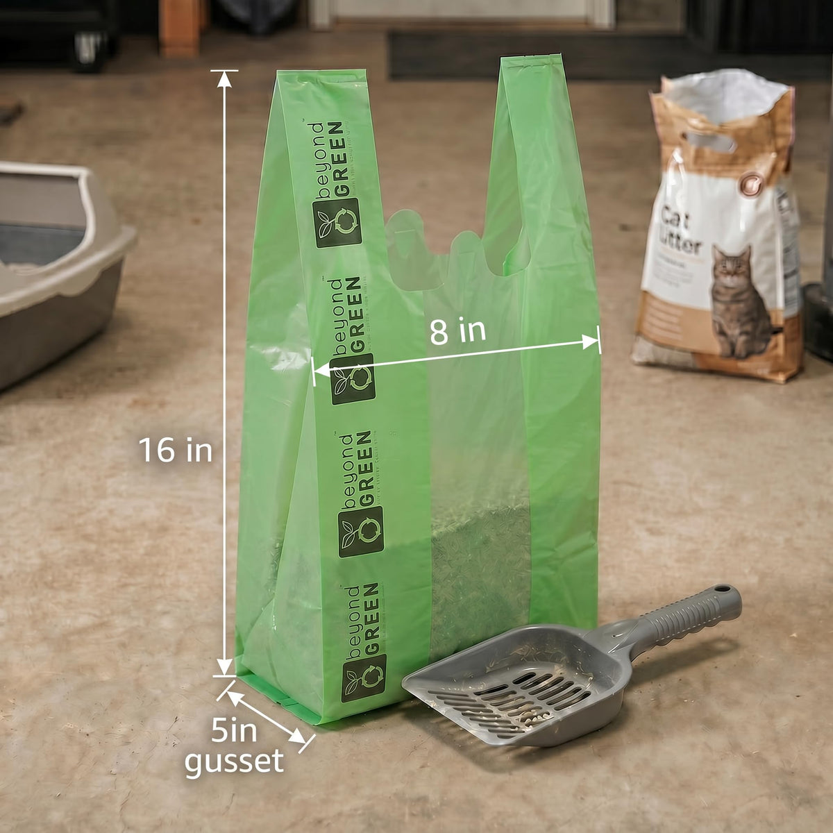 Cat Litter Bags with Handles, 300 Bags Y6544