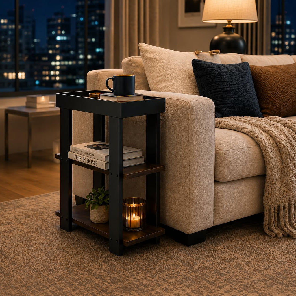 Rustic Brown 3-Tier Narrow Side Table R958086