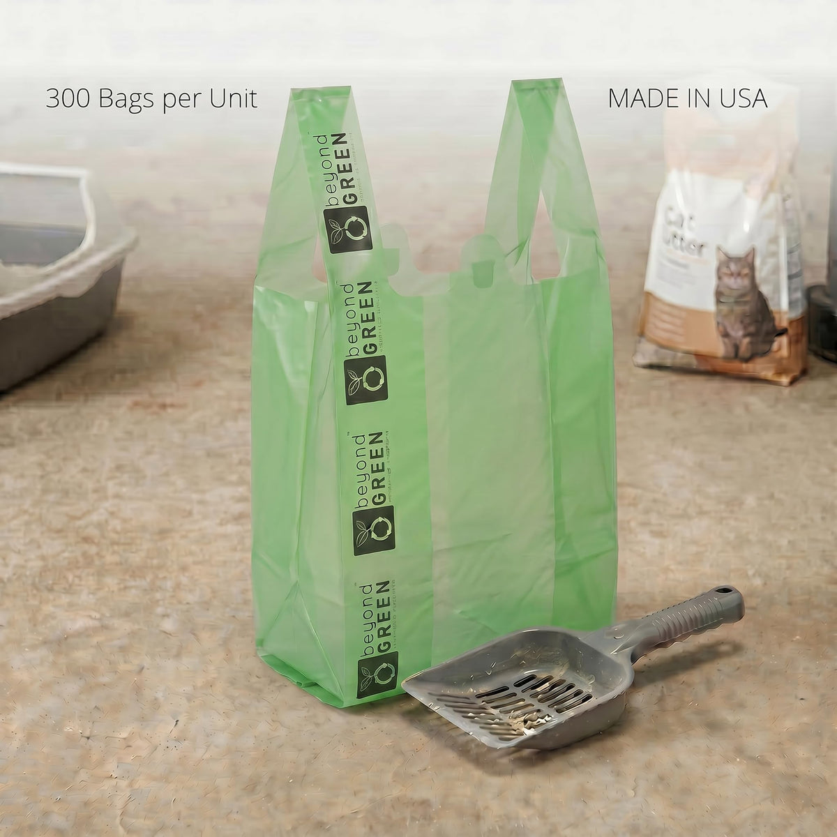 Cat Litter Bags with Handles, 300 Bags Y6544