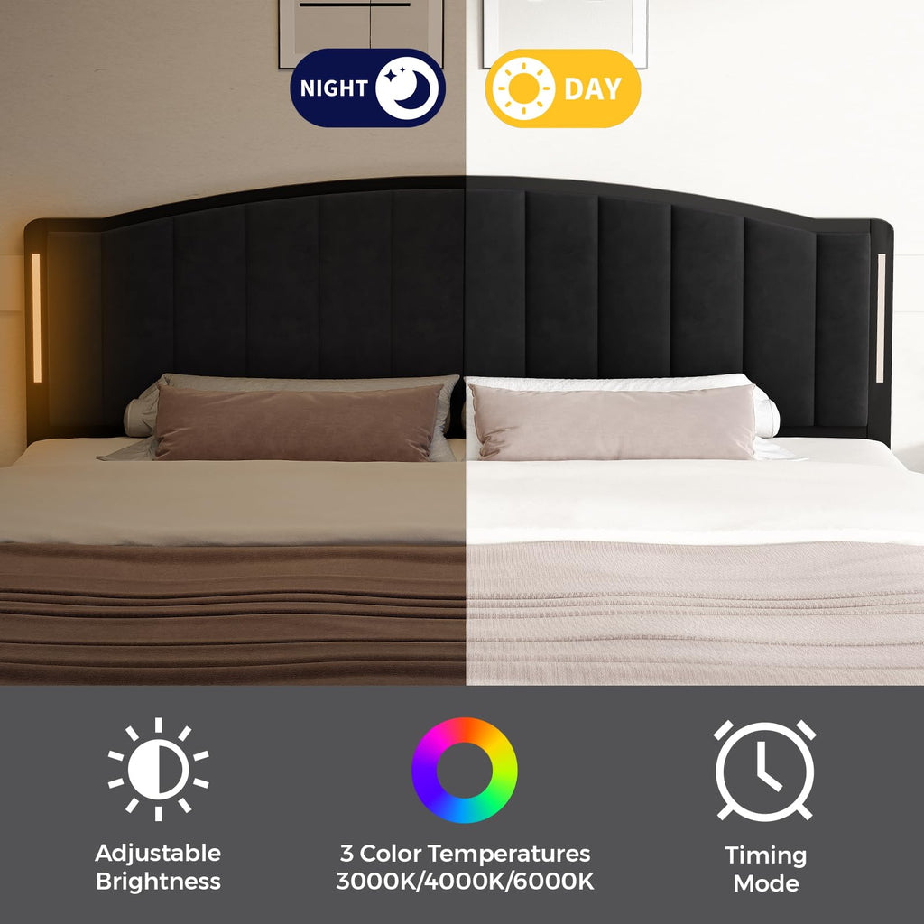 Upholstered Tufting Headboard Queen Size with Lights R859