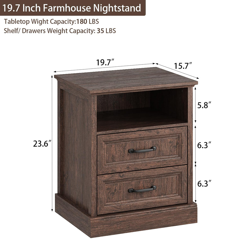 Brown 2 Drawer Nightstand Set of 2 Z746122