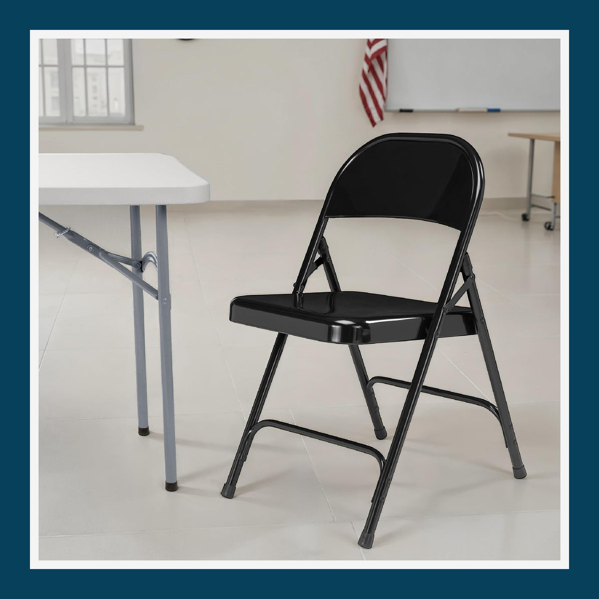 Black Steel Folding Chairs 4-Pack N995