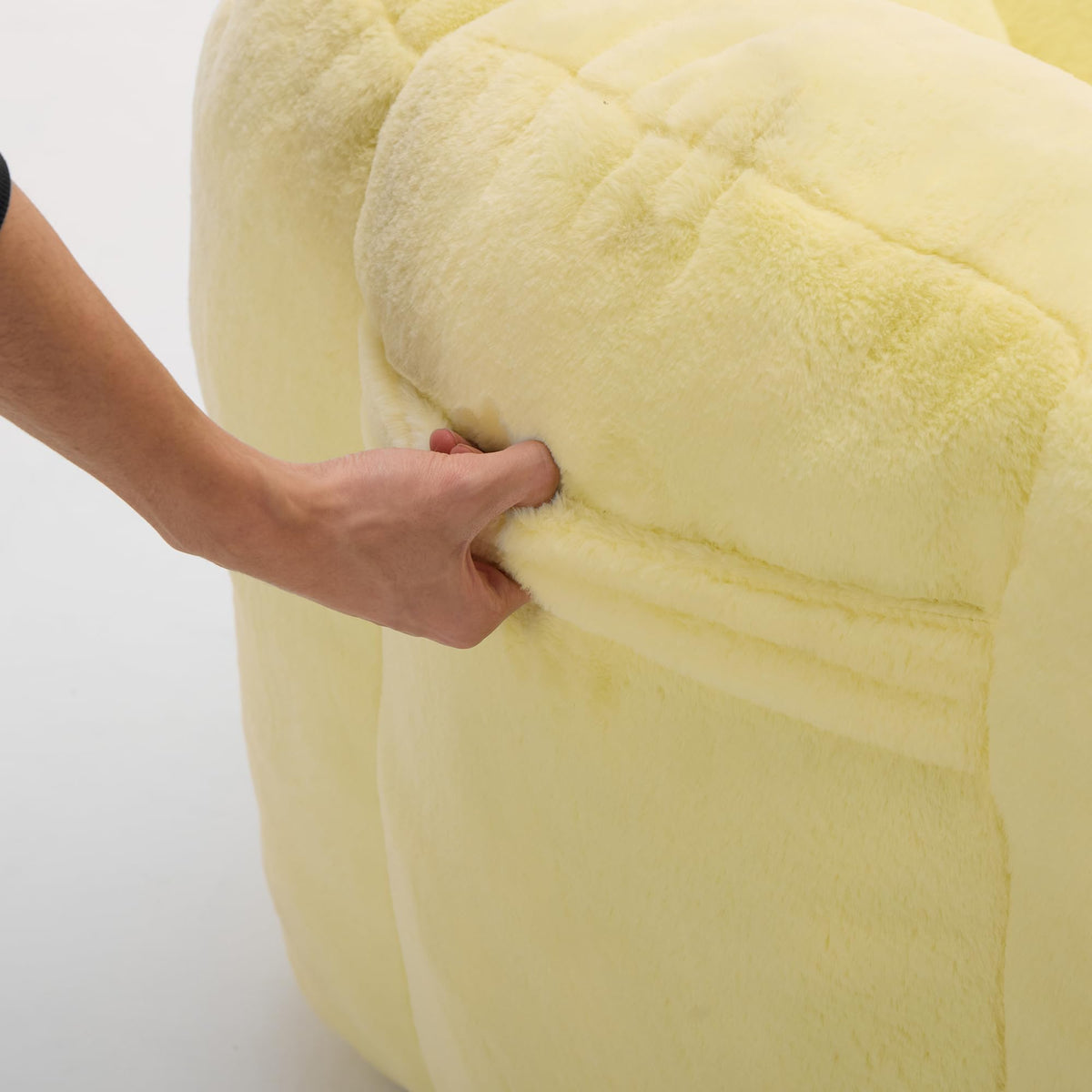 Large Yellow Faux Fur Bean Bag Chair J3047