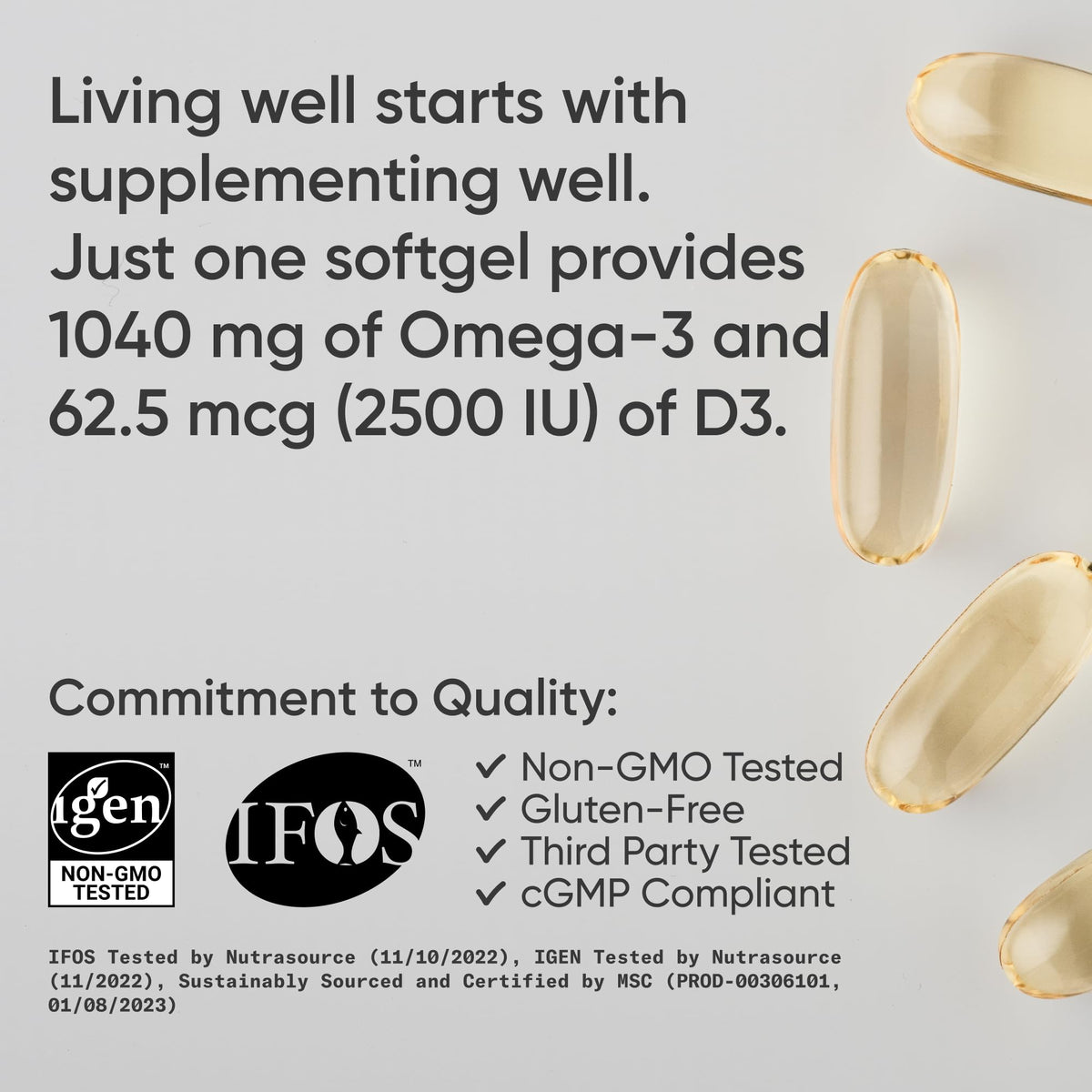Omega-3 Fish Oil 1250mg + D3 2500iu, 120 Count I203717