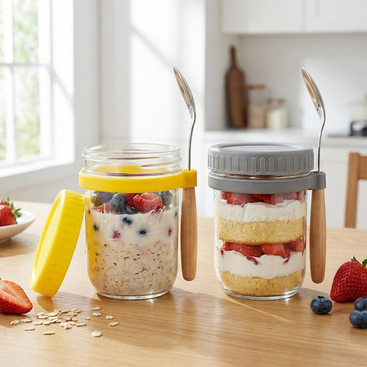 16oz 6-Pack Wide Mouth Glass Mason Jars with Airtight Lids P90225