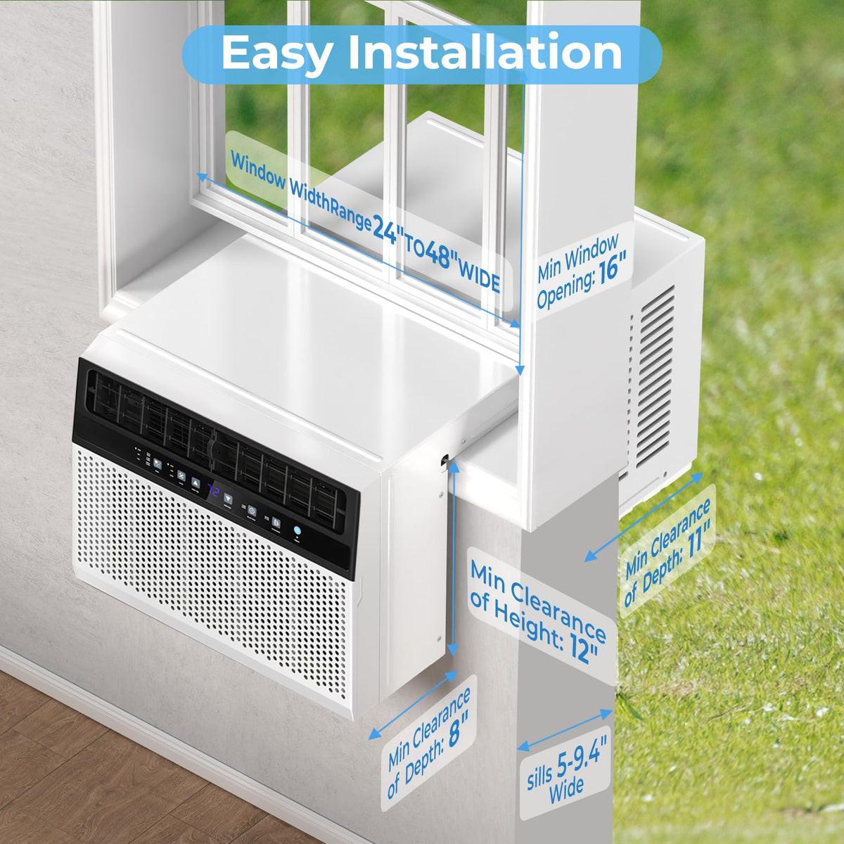 U-Shaped 10,000BTU Window Air Conditioner with Full Window View, Ivory White F2352