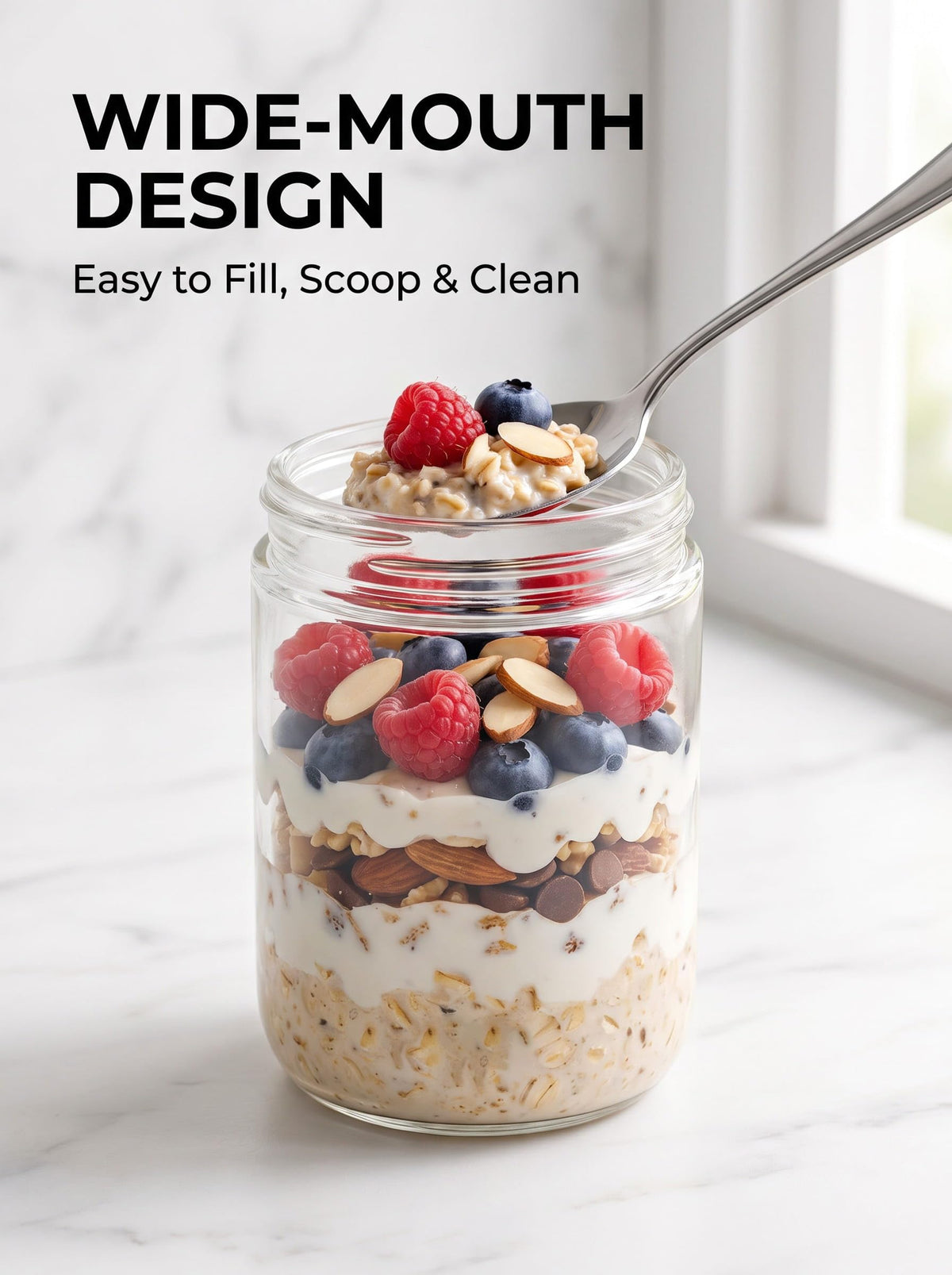 16oz 12-Pack Glass Overnight Oats Jars with Airtight Lids G6170