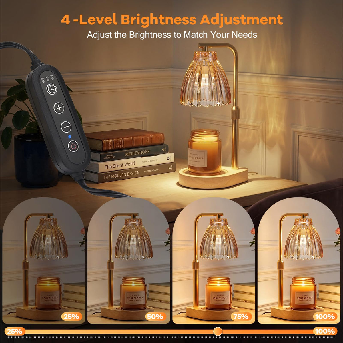 Candle Warmer Lamp with Adjustable Height, Timer & Dimmer R6205